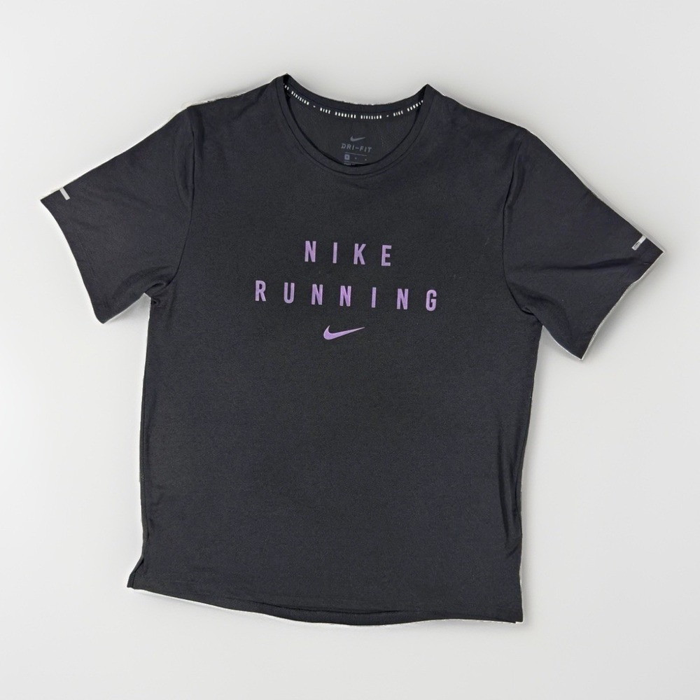 Nike Dri-FIT Running Division Men's Black Crew Neck Shirt Reflective Size M
